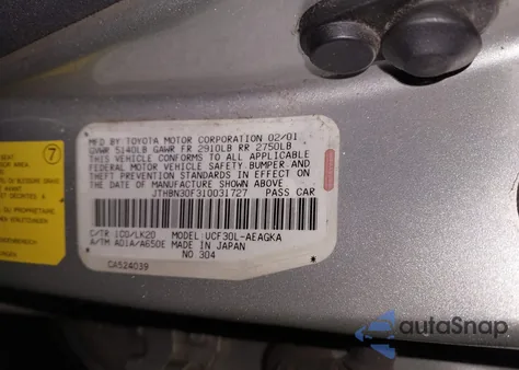 2001 Lexus Ls 430 from USA, damaged, VIN JTHBN30F310031727